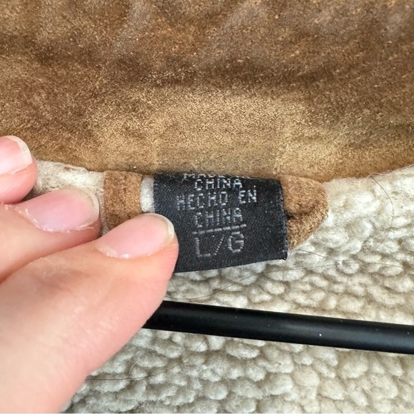 VTG LP Uomo Leather Sherpa Lined Suede Jacket Men Large Tan Western Barn Chore - Picture 4 of 14